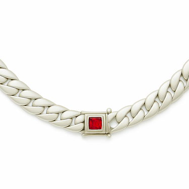 Cuban Link Chain and Bracelet 12mm - Ruby Clasp 999 Silver